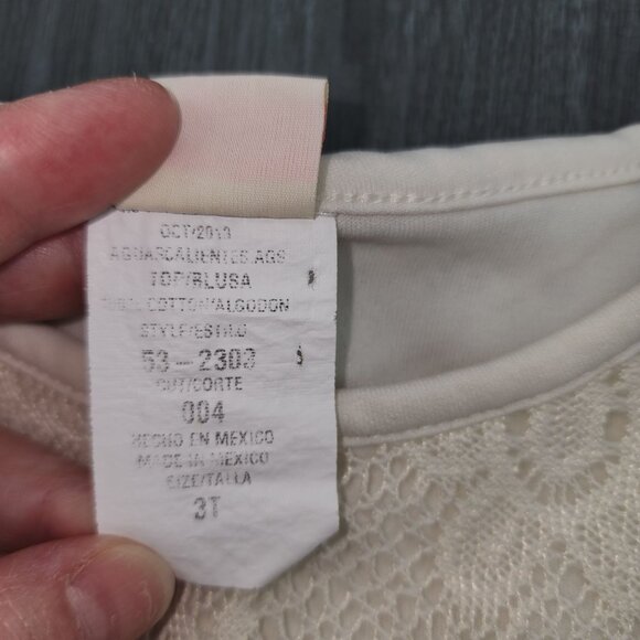 Toddler Girls Just Peachy Lace Boho Hippie Blouse Shirt Top 3T Cream Bubble Slee - Picture 6 of 6